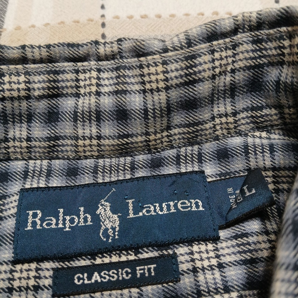 Polo Ralph Lauren 100% Cotton Classic Fit Blue Plaid L/S Button Shirt Size L - Picture 2 of 8